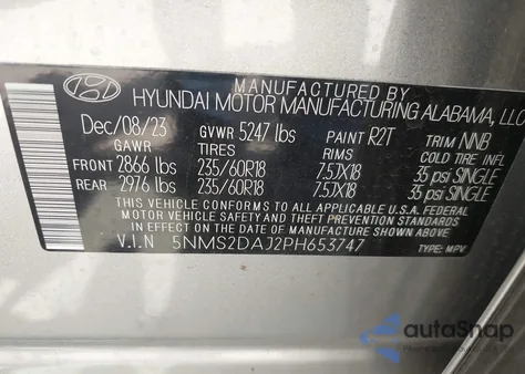 2023 Hyundai Santa Fe Sel из США, поврежденный, VIN 5NMS2DAJ2PH653747